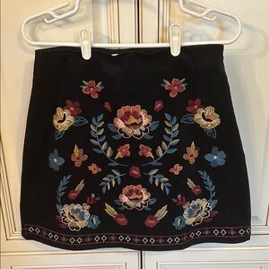 Embroidered velour skirt